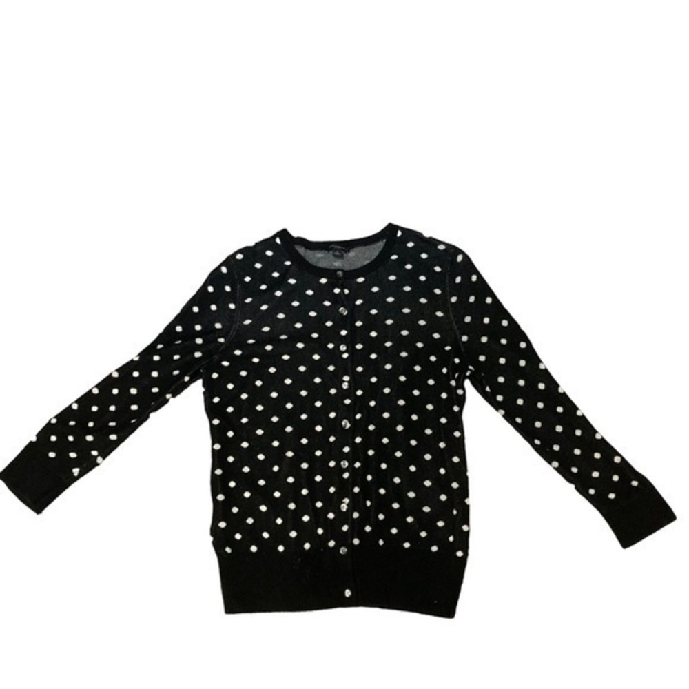 Ann Taylor black white polka dot sweater cardigan